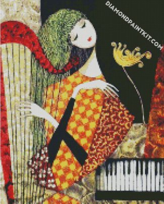 Abstract Harp Player diamond painting