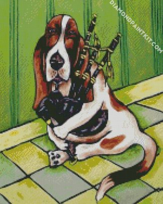 Basset Hound And Bagpipe diamond painting