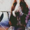 Basset Hound And Flower diamond painting