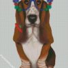 Basset Hound And Glasses diamond painting