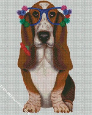 Basset Hound And Glasses diamond painting