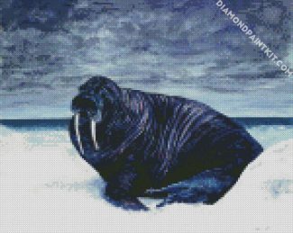 Black Walrus diamond painting