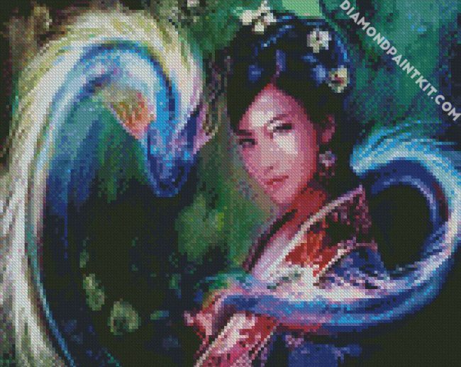 Chinese Girl And Dragon diamond painting