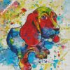 Colorful Basset Hound diamond painting