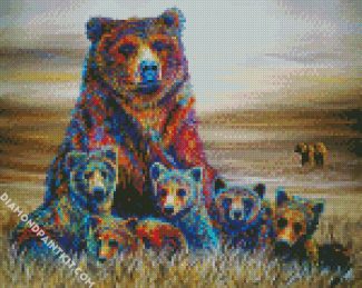 Colorful Bears Family diamond painting