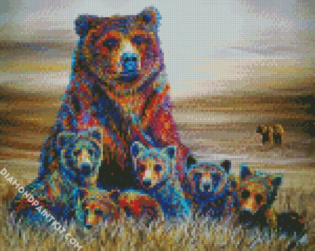 Colorful Bears Family diamond painting