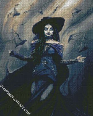 Creepy Bat Witch diamond painting