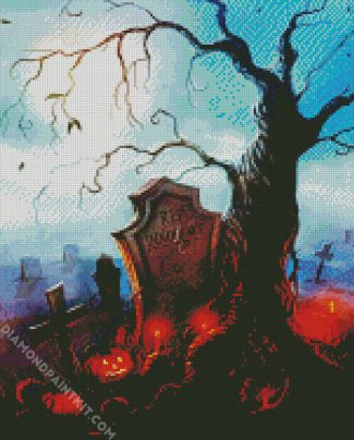 Creepy Halloween Graveyard diamond painting