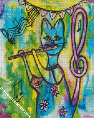 Flutist Cat diamond painting