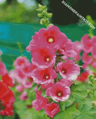 Fuchsia Hollyhocks diamond painting