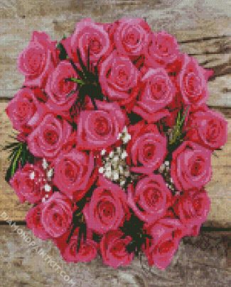 Fuchsia Roses Bouquet diamond painting