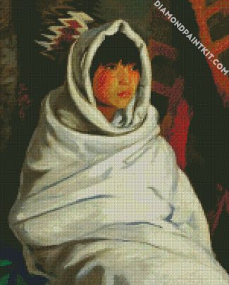 Girl In White Blanket diamond painting