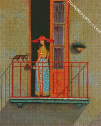 Girl On Balcony diamond painting