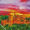 Granada Alhambra Palace At Sunset diamond painting