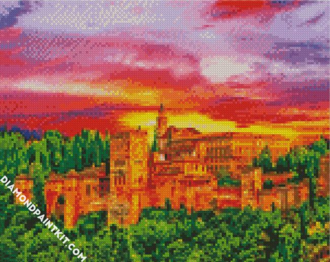 Granada Alhambra Palace At Sunset diamond painting