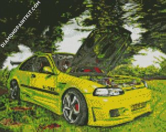 Green Honda Civic Car Art diamond painting