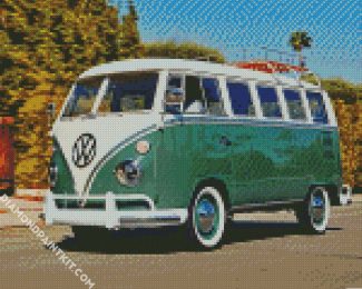 Green Volkswagen Combi diamond painting