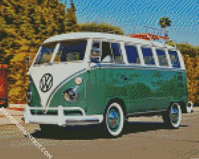 Green Volkswagen Combi diamond painting