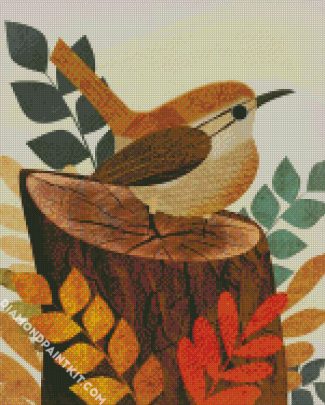 Illustration Wren Bird diamond painting