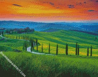 Italy Tuscany Cypress Trees diamond painting