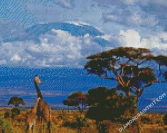 Kenya Mount Kilimanjaro And Giraffes diamond painting