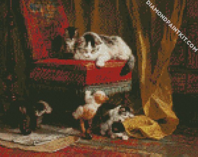 Kittens On Chair diamond painting