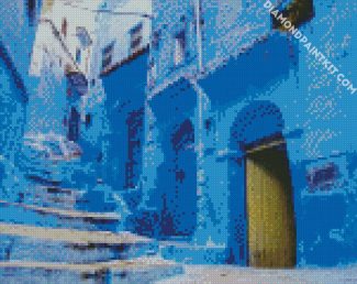 Old Blue Houses Chefchaouen diamond painting