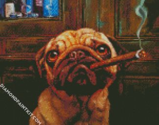 Pug Smoking Cigar diamond painting