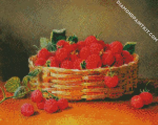 Raspberries Basket Still Life diamond painting