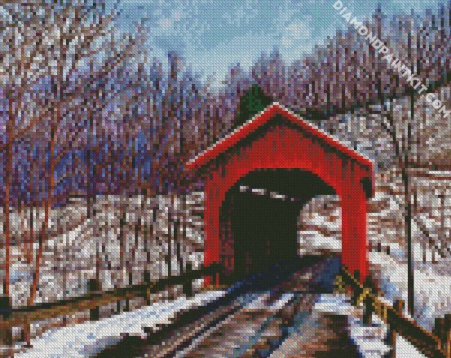 Red Bridge Vermont diamond painting