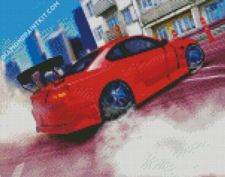 Red Car Drift diamond painting