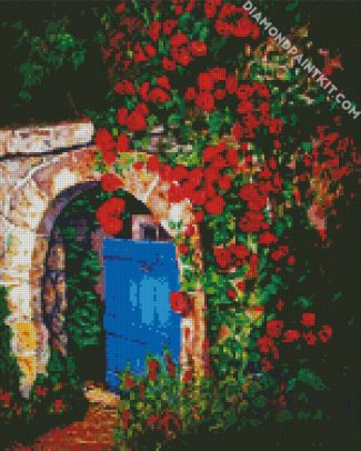 Red Flowers Gate diamond painting