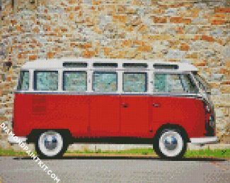 Red Volkswagen Combi diamond painting