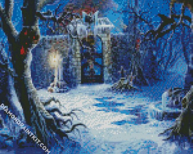 Snowy Cemetery diamond painting