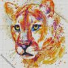 Splatter Cougar Head diamond painting