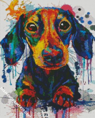 Splatter Dachshund Dog diamond painting