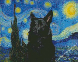 Starry Night Australian Kelpie diamond painting