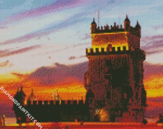 Sunset Belem Tower diamond painting