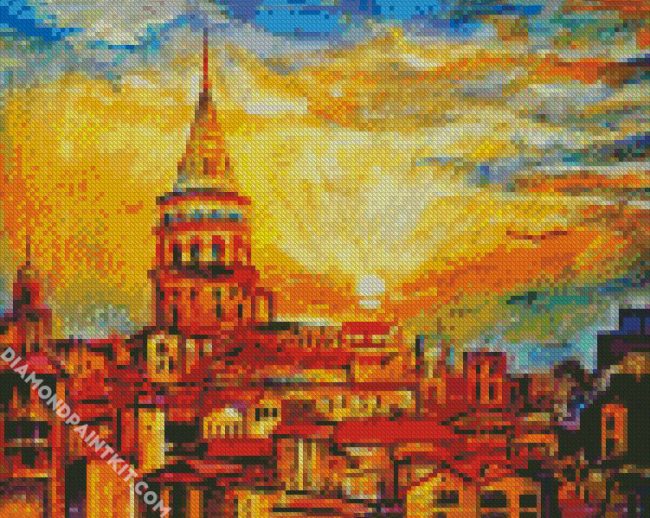 Sunset Over Galata Tower diamond painting