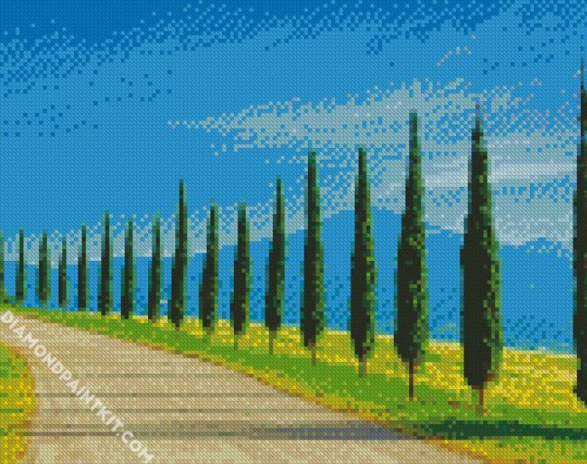 Tuscany Italian Cypress Trees diamond painting