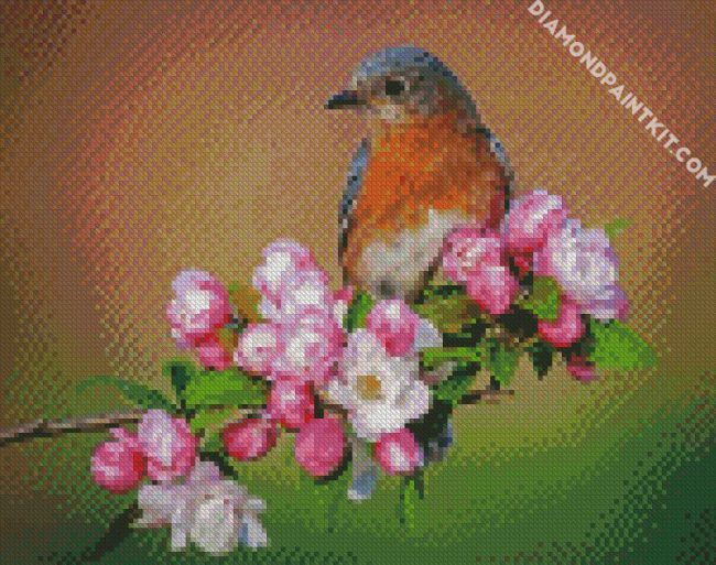 Wreb Bird On Flowers diamond painting