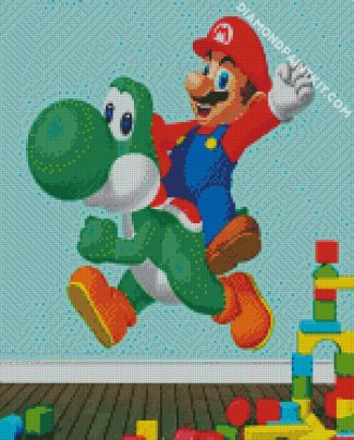 Yoshi And Mario diamond painting