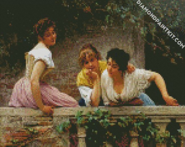 Young Girls On Balcony diamond painting