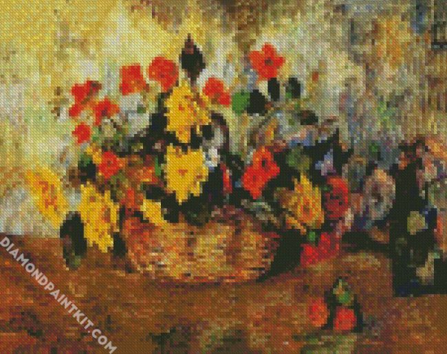 Nasturtiums Dahlias In a Basket Gaugin diamond painting