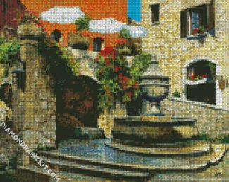 St Paul De Vence Fountain diamond painting