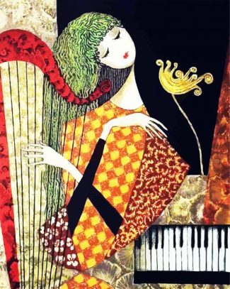 Abstract Harp Player diamond painting