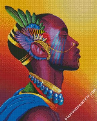 African Man With Beads diamond painting