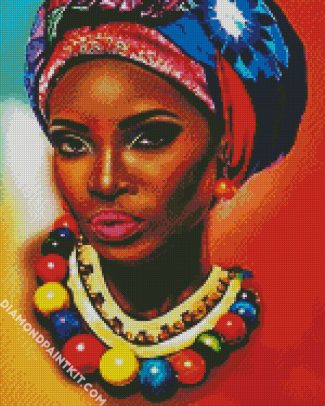 African Woman Wearing Bead diamond painting