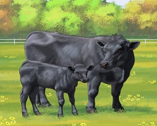 Angus Cow And Calf diamond painting