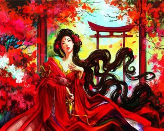 Anime Chinese Girl In Kimono diamond painting